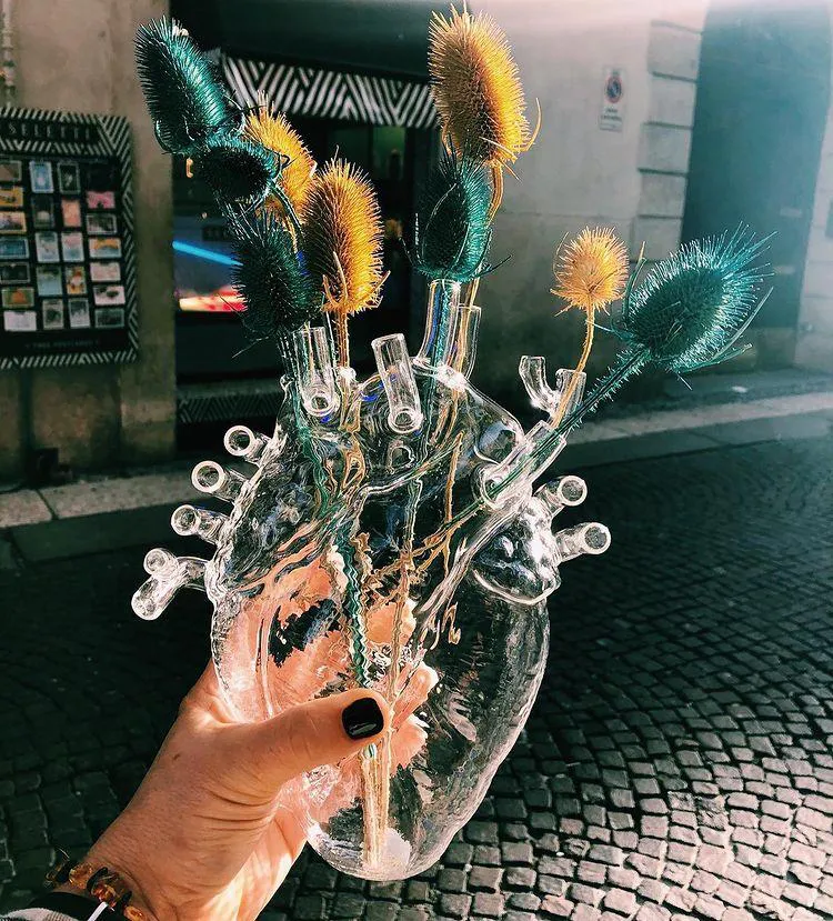 SELETTI vase en forme de coeur LOVE IN BLOOM GLASS