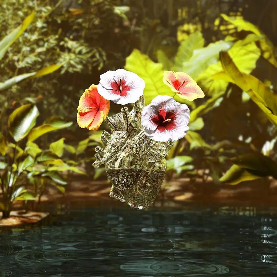 SELETTI vase en forme de coeur LOVE IN BLOOM GLASS