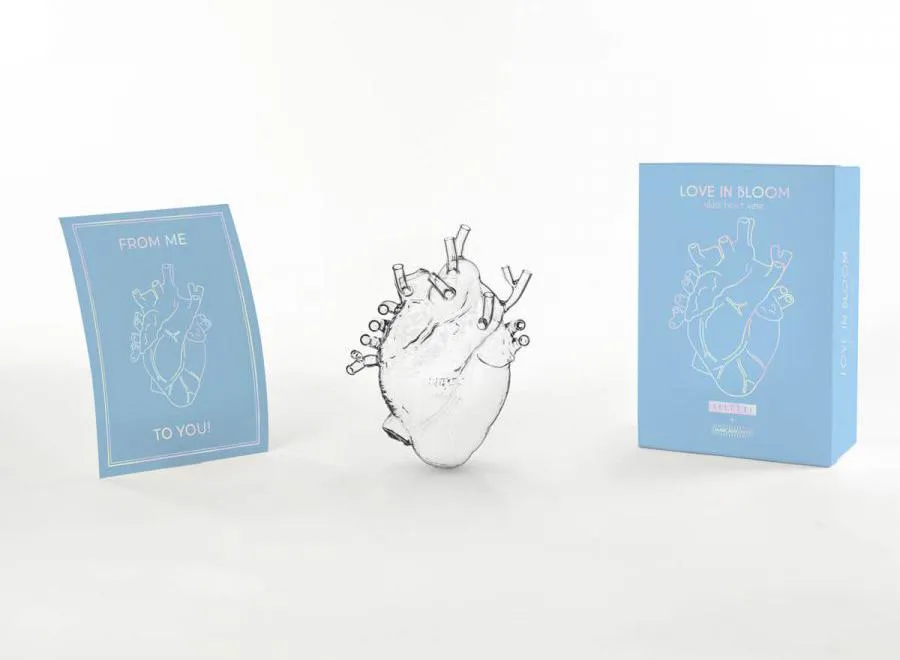 SELETTI vase en forme de coeur LOVE IN BLOOM GLASS