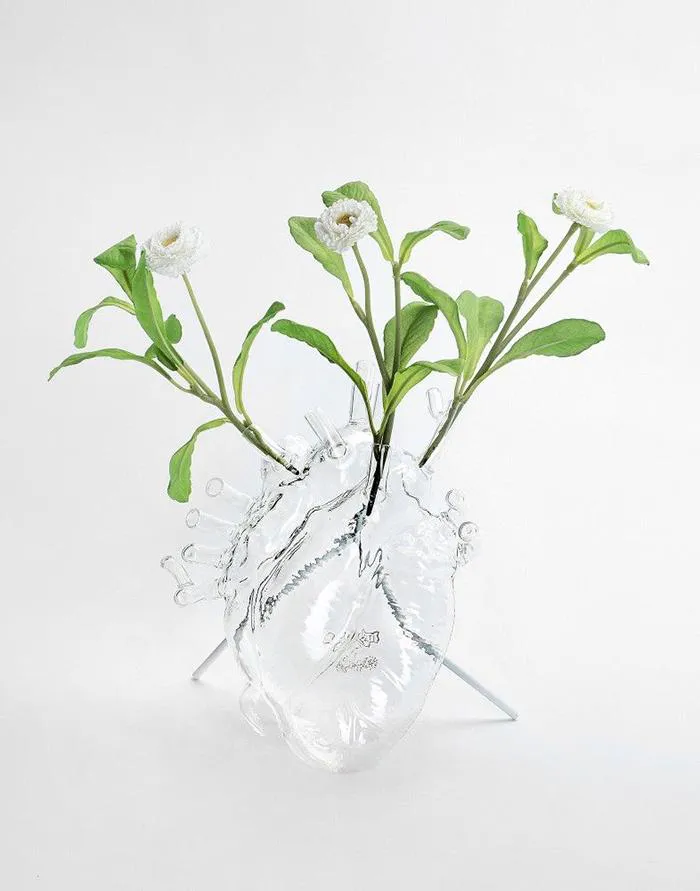 SELETTI vase en forme de coeur LOVE IN BLOOM GLASS