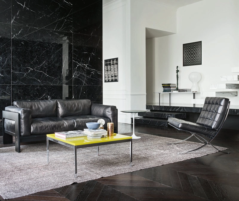 KNOLL canapé 3 places BASTIANO 220 cm avec structure frêne noirci