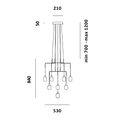 PRANDINA lampe à suspension CHAN AR6+AR3+R1