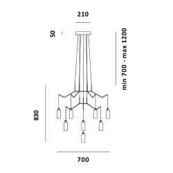 PRANDINA lampe à suspension CHAN BT6+BT3+T1