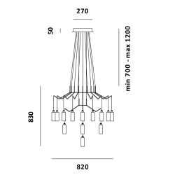 PRANDINA lampe à suspension CHAN BT9+BT3+T1