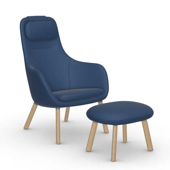 VITRA fauteuil avec le coussin d'assise amovible HAL LOUNGE CHAIR & OTTOMAN en tissu Volo