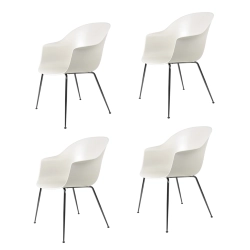 GUBI set de 4 chaises avec accoudoirs BAT DINING CHAIR base chrome noir