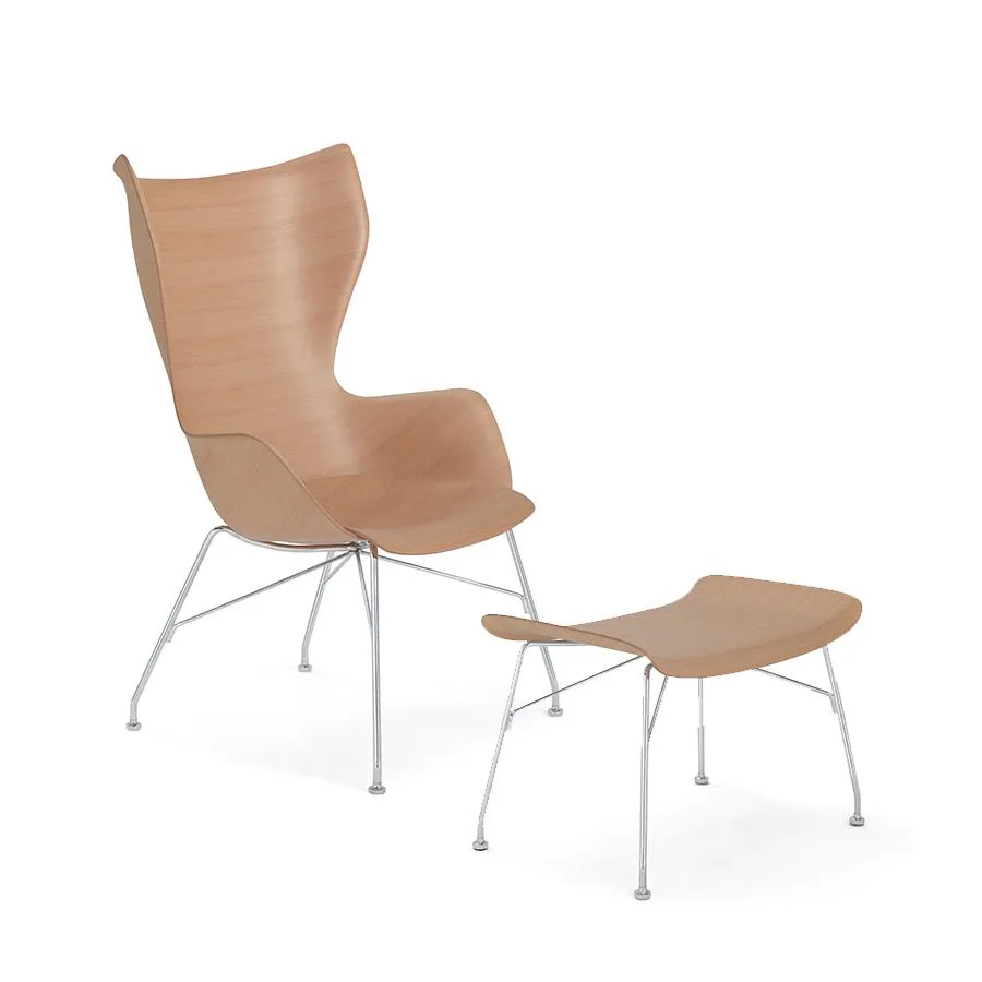 KARTELL fauteuil K/WOOD avec le pouf S/WOOD SMART WOOD