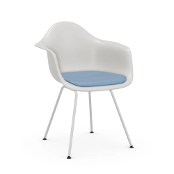 VITRA chaise fauteuil avec coussin et base blanche Eames Plastic Armchair DAX NOUVELLES DIMENSIONS