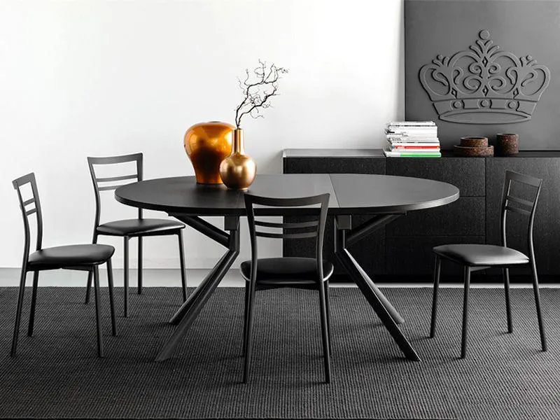 CONNUBIA table extensible à rallonge avec piètement noir mat GIOVE CB/4739-D 120 cm