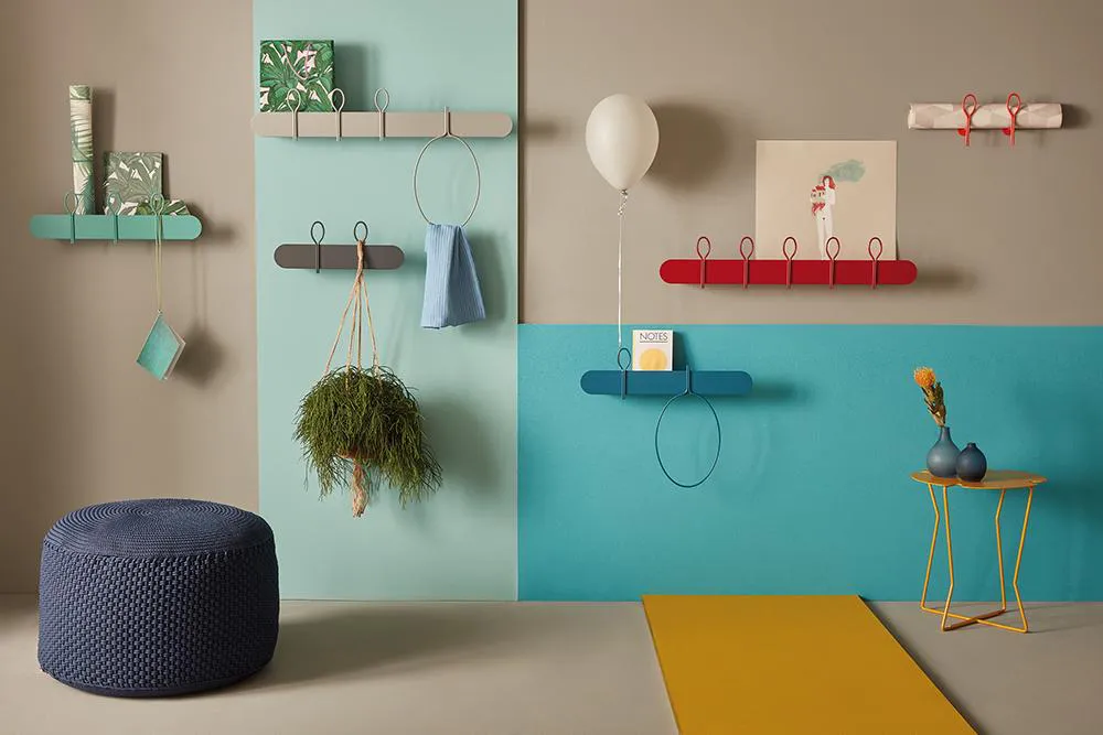 MEME DESIGN étagère murale avec 3 crochets portemanteaux BALLOON 60 cm