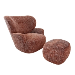 GERVASONI fauteuil fixe LOLL 09 avec pouf repose-pieds LOLL 08 LION