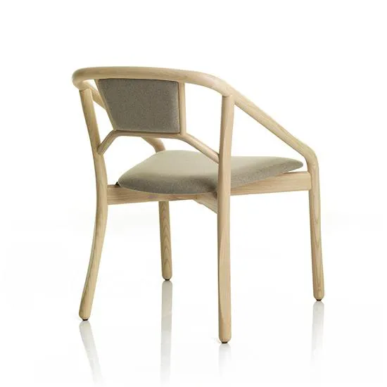 ALMA DESIGN set de 2 fauteuils MARNIE en frêne naturel avec assise et dossier rembourré