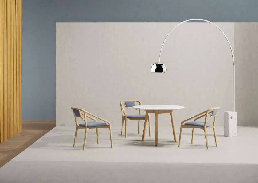 ALMA DESIGN set de 2 fauteuils MARNIE en frêne naturel avec assise et dossier rembourré