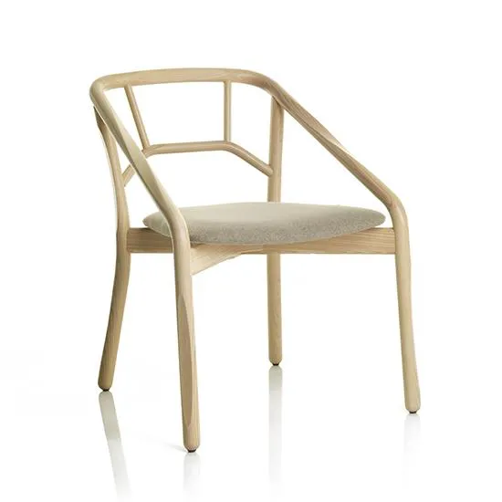 ALMA DESIGN set de 2 fauteuils MARNIE en frêne naturel avec assise rembourré