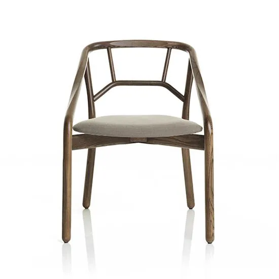 ALMA DESIGN set de 2 fauteuils MARNIE en frêne teinté noyer avec assise rembourré