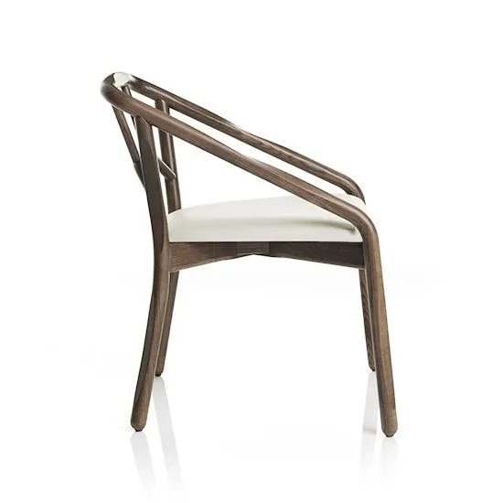 ALMA DESIGN set de 2 fauteuils MARNIE en frêne teinté noyer avec assise rembourré