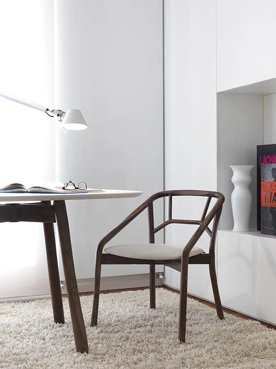 ALMA DESIGN set de 2 fauteuils MARNIE en frêne teinté noyer avec assise rembourré