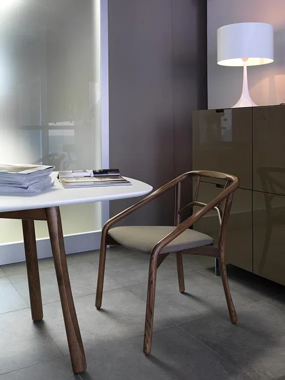 ALMA DESIGN set de 2 fauteuils MARNIE en frêne teinté noyer avec assise rembourré