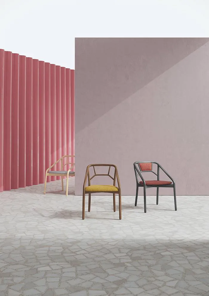 ALMA DESIGN set de 2 fauteuils MARNIE en frêne teinté noyer avec assise rembourré