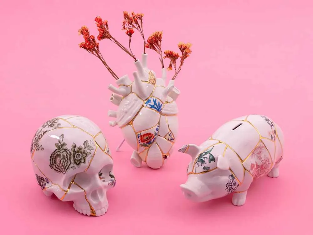 SELETTI crâne humain SKULL KINTSUGI