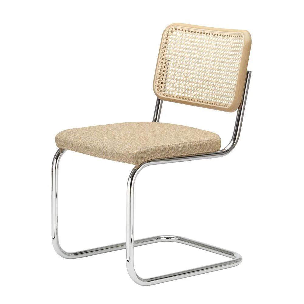 THONET chaise luge S 32 SPV avec assise et dossier rembourrés en rotin indien tressé