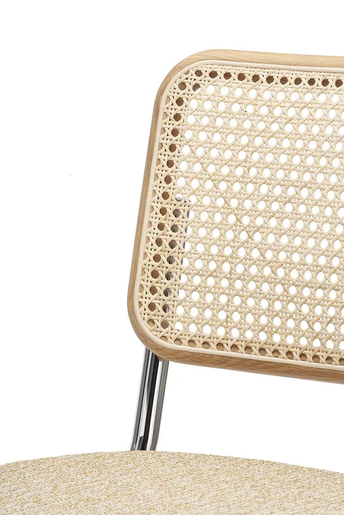 THONET chaise luge S 32 SPV avec assise et dossier rembourrés en rotin indien tressé
