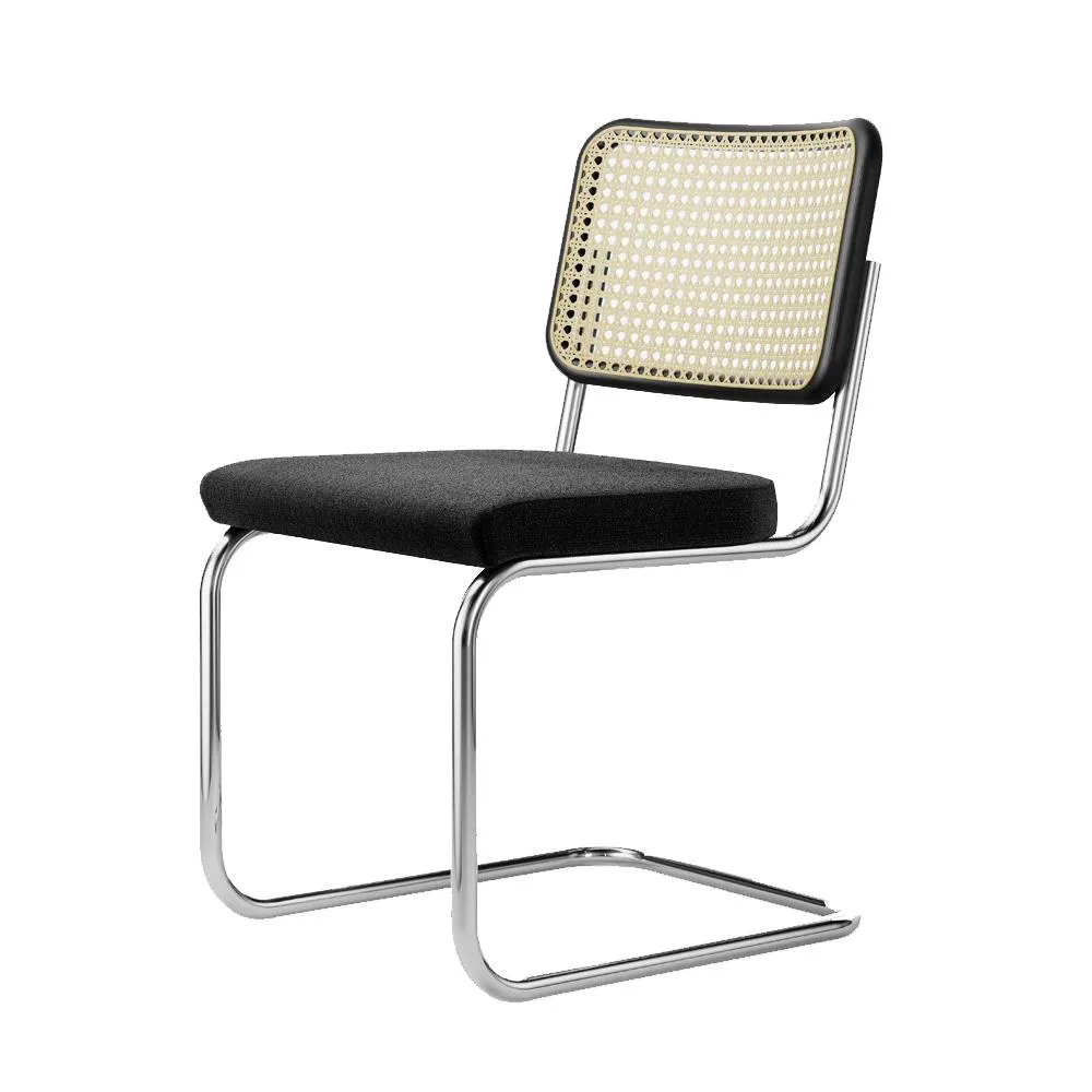 THONET chaise luge S 32 SPV avec assise et dossier rembourrés en rotin indien tressé