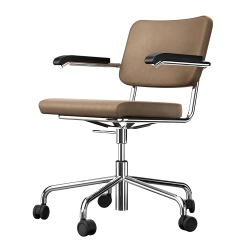 THONET chaise sur roulettes S 64 PVDR avec accoudoirs et rembourrage complet