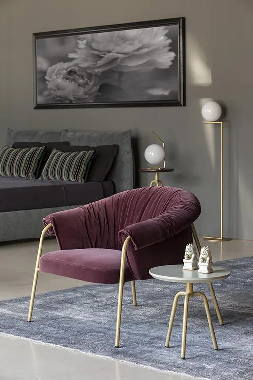 ALMA DESIGN fauteuil SCALA avec structure en acier verni bronze