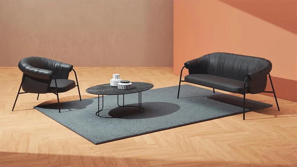 ALMA DESIGN canapé SCALA avec structure en acier verni noir
