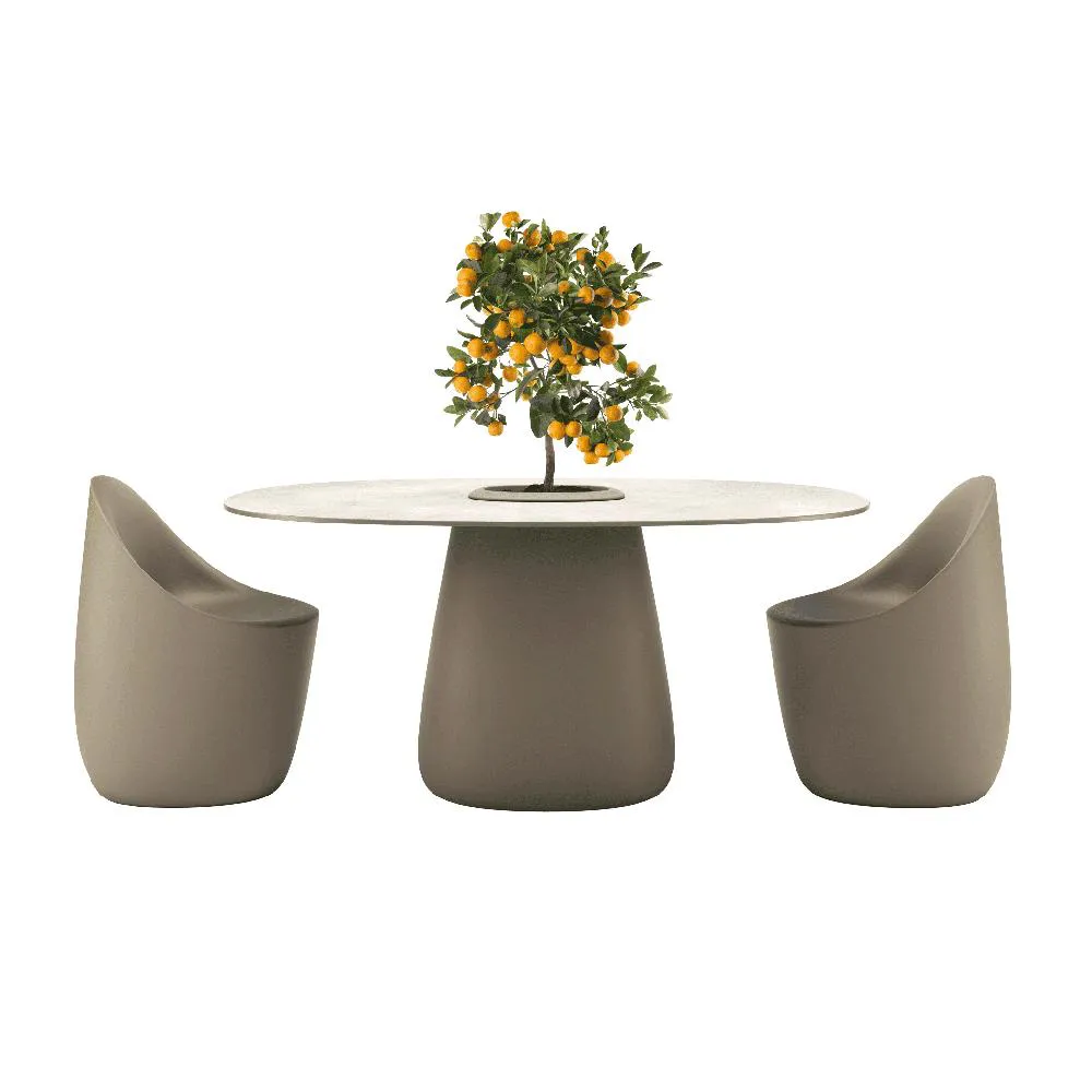 QEEBOO table pour l'extérieur COBBLE BUCKET avec le plateau en GRÈS 160 cm