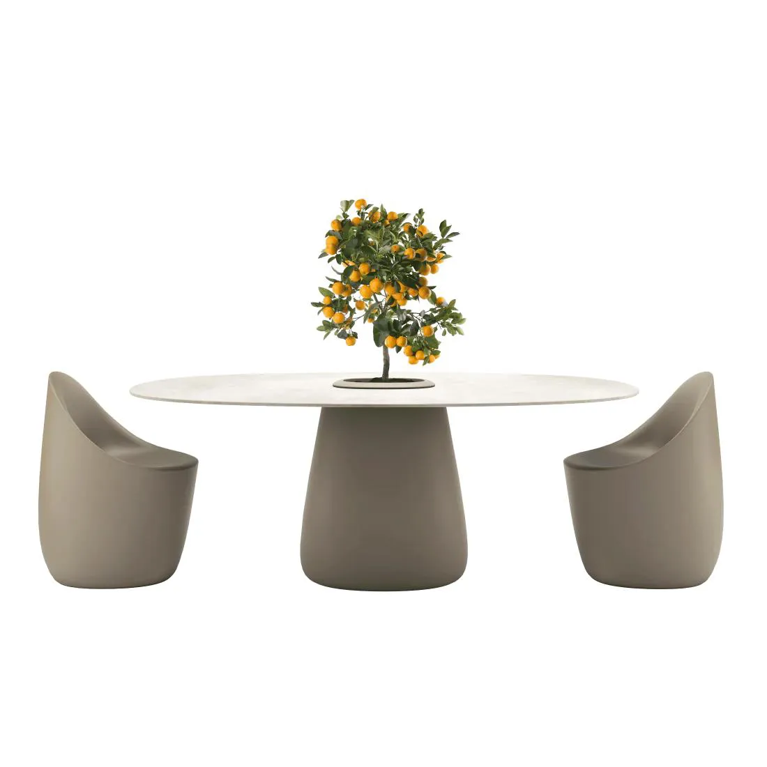 QEEBOO table pour l'extérieur COBBLE BUCKET avec le plateau en GRÈS 190 cm