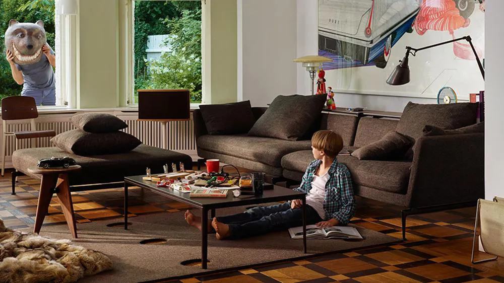 VITRA canapé à trois places SUITA avec coussins de dossier en pointe