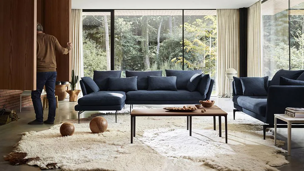 VITRA canapé à trois places SUITA avec coussins de dossier en pointe