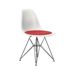 VITRA chaise avec coussin et base noire Eames Plastic Side Chair DSR NOUVELLES DIMENSIONS