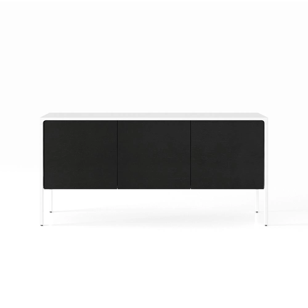 PUNT MOBLES buffet meuble TACTILE structure en chêne téintè blanc avec 3 portes