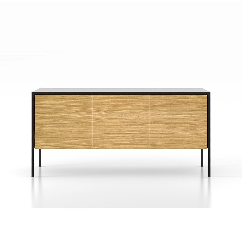 PUNT MOBLES buffet meuble TACTILE structure en chêne teinté ébòne avec 3 portes