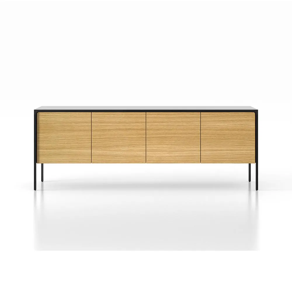 PUNT MOBLES buffet meuble TACTILE structure en chêne teinté ébòne avec 4 portes