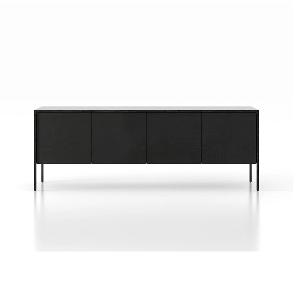 PUNT MOBLES buffet meuble TACTILE structure en chêne teinté gris avec 4 portes