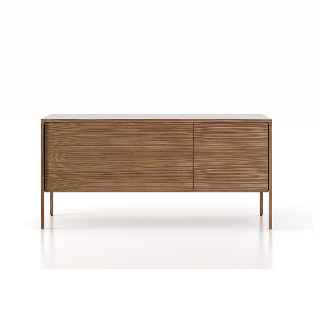 PUNT MOBLES buffet meuble TACTILE structure en noyer avec 3 tiroirs et 1 porte