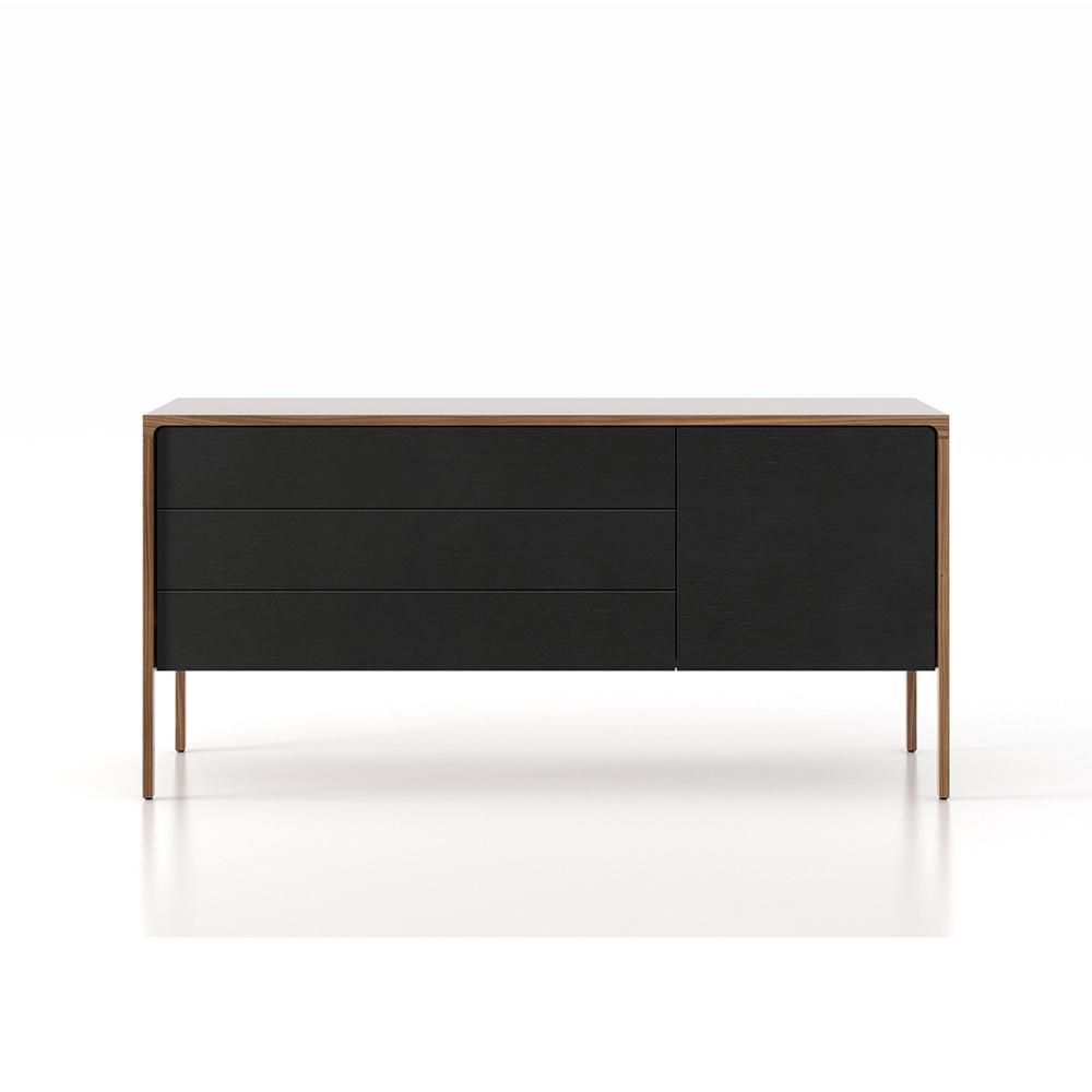 PUNT MOBLES buffet meuble TACTILE structure en noyer avec 3 tiroirs et 1 porte