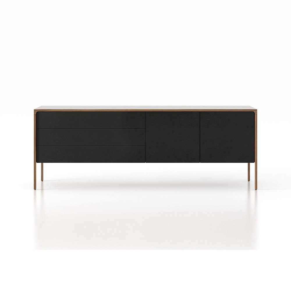 PUNT MOBLES buffet meuble TACTILE structure en noyer avec 3 tiroirs et 2 portes