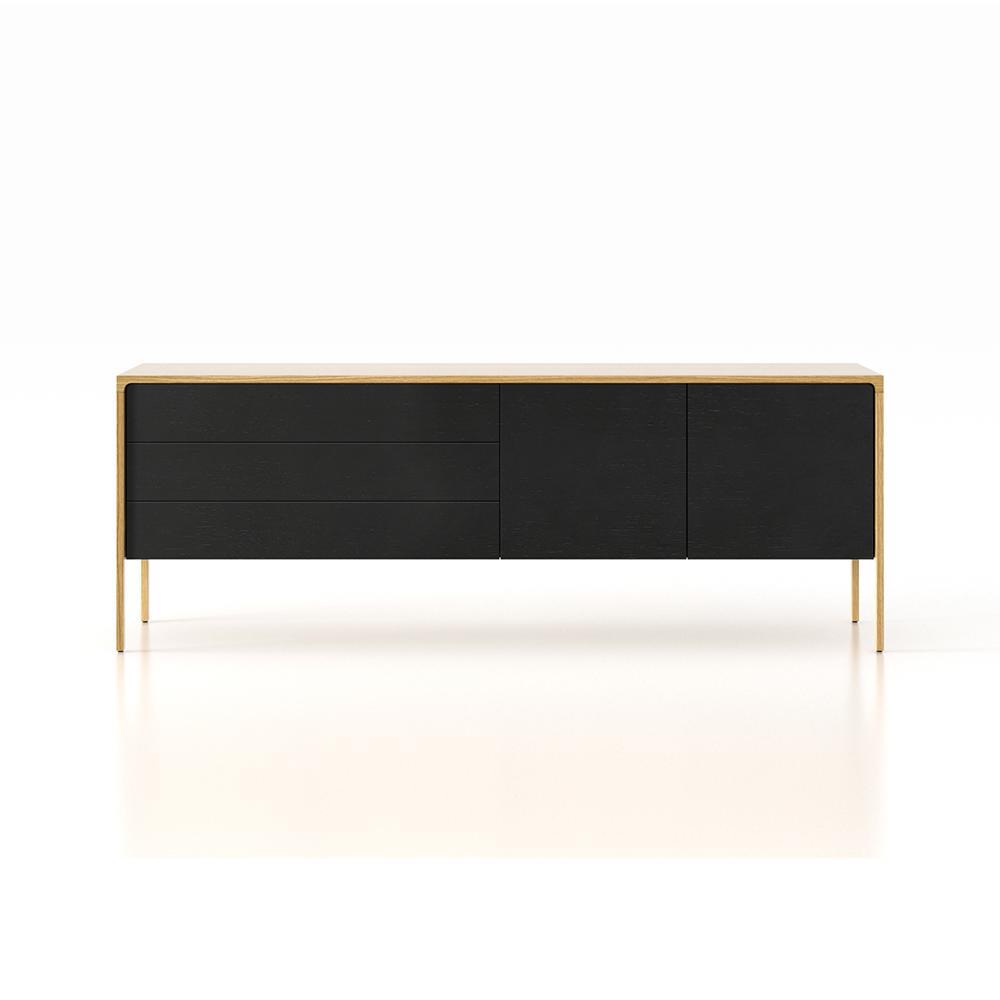 PUNT MOBLES buffet meuble TACTILE structure en chêne avec 3 tiroirs et 2 portes