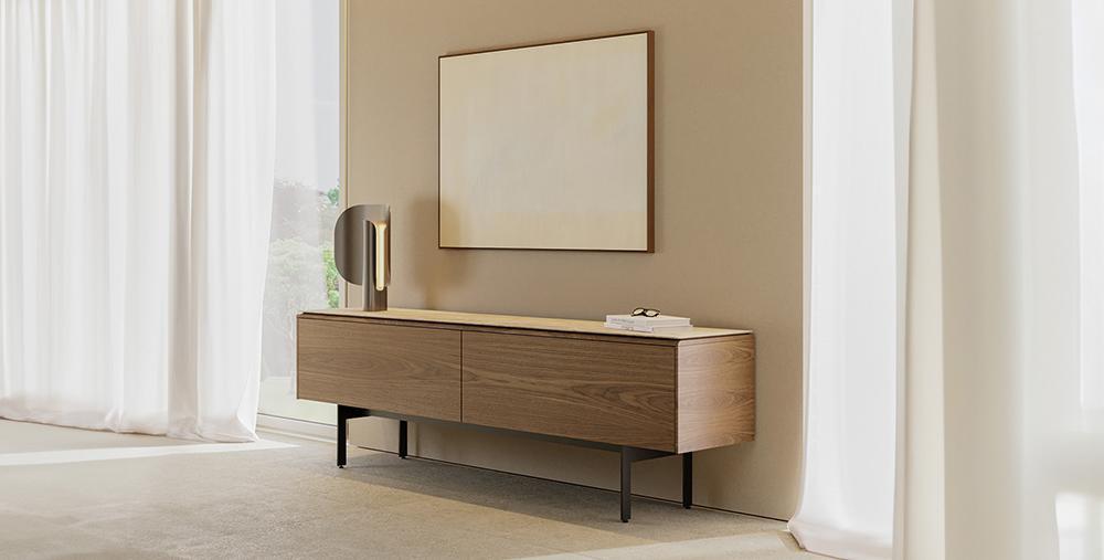 PUNT MOBLES buffet meuble MALMO 312 avec 2 portes avec la base H 17 cm