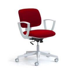 LEYFORM chaise de bureau à roulettes DAD avec accoudoirs fixes et base blanche