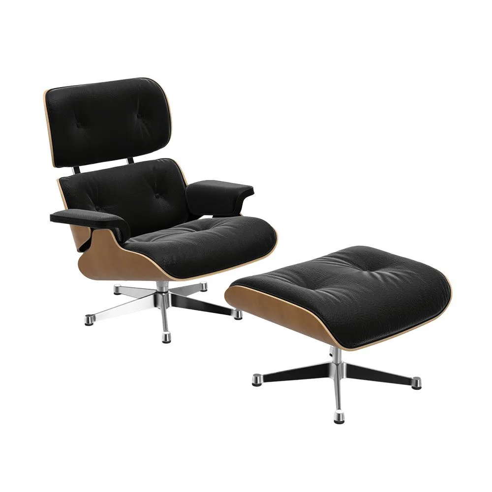 VITRA fauteuil cuir noir EAMES LOUNGE CHAIR & OTTOMAN nouvelles dimensions