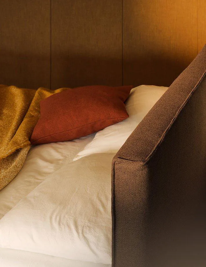 BOLZAN lit deux personnes METROPOLITAN pour matelas 160 x 200 cm avec base H 27 cm et boîte de rangement