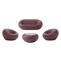 QEEBOO set canapé + 2 fauteuils + table basse NAMI Indien rouge, polyéthylène
