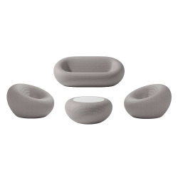 QEEBOO set canapé + 2 fauteuils + table basse NAMI Gris, mélange de matériaux recyclés