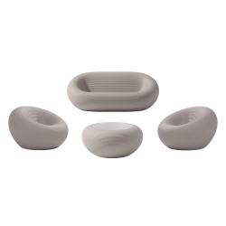 QEEBOO set canapé + 2 fauteuils + table basse NAMI Gris tourterelle, polyéthylène